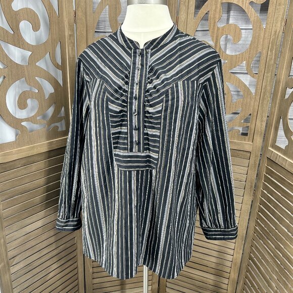 Liz & Me Black Striped Tie-Waist Blouse – Size 3X - Picture 1 of 5